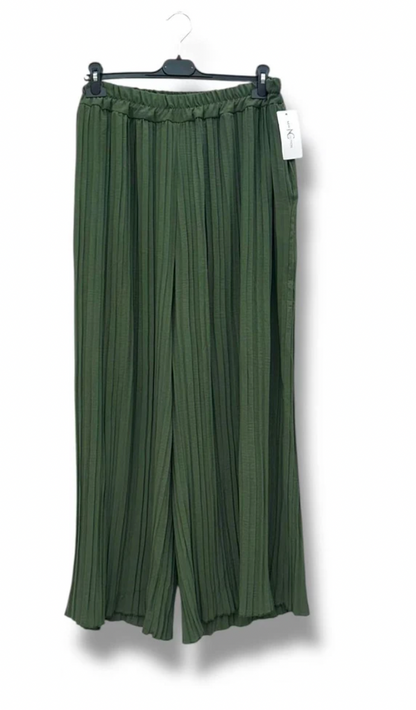 Hose „Malia“ – Plissee-Sommerhose in Khaki & Taupe