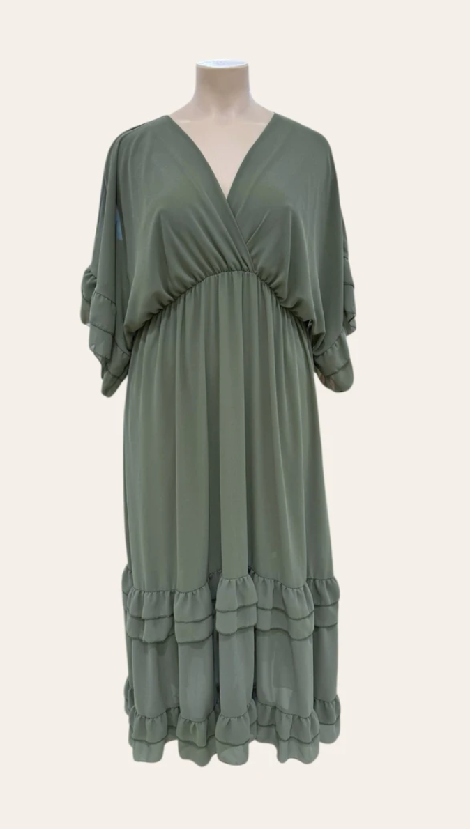 Aurielle – Maxikleid mit Rüschen & Kimonoärmeln