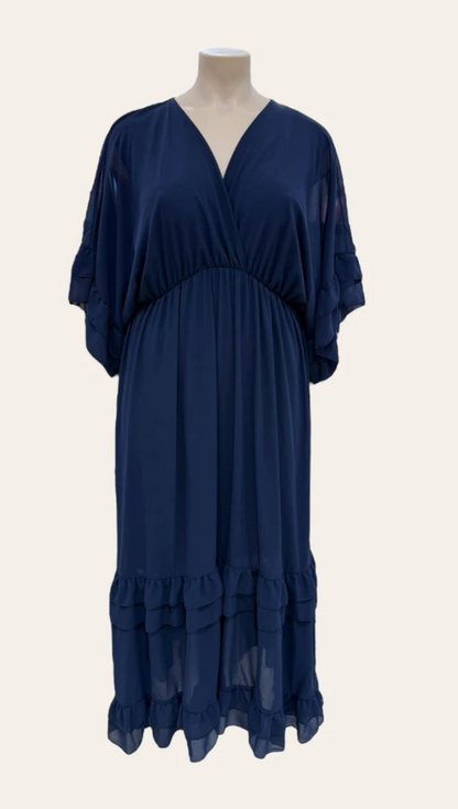 Aurielle – Maxikleid mit Rüschen & Kimonoärmeln