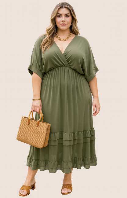 Aurielle – Maxikleid mit Rüschen & Kimonoärmeln
