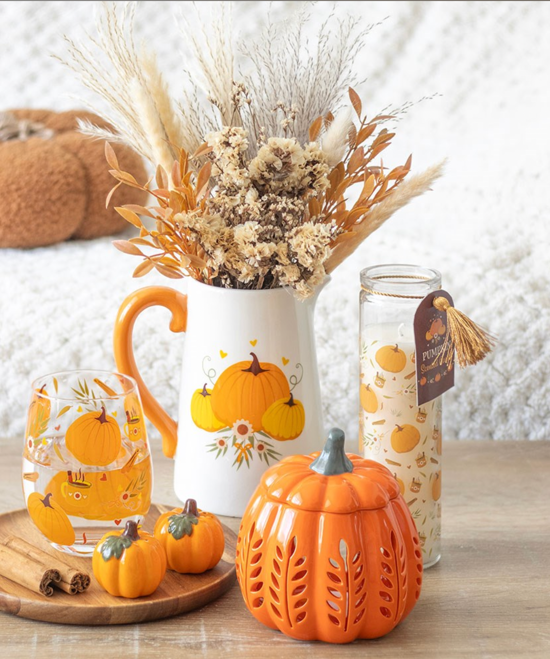 Herbstkrug „Pumpkin Pour“ – Kürbis-Keramikvase mit Henkel