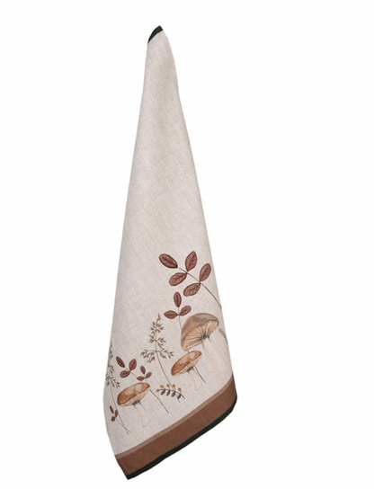 Geschirrtuch „Forest Fall“ – Baumwolle mit Pilzmotiv (50×70 cm)