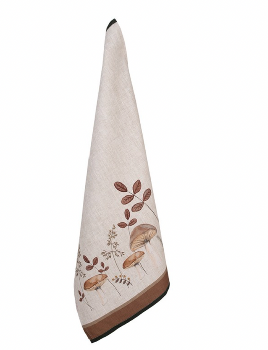Geschirrtuch „Forest Fall“ – Baumwolle mit Pilzmotiv (50×70 cm)
