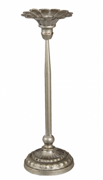 Kerzenleuchter „Silver Bloom“ – klassisch, silber, Ø 13×40 cm