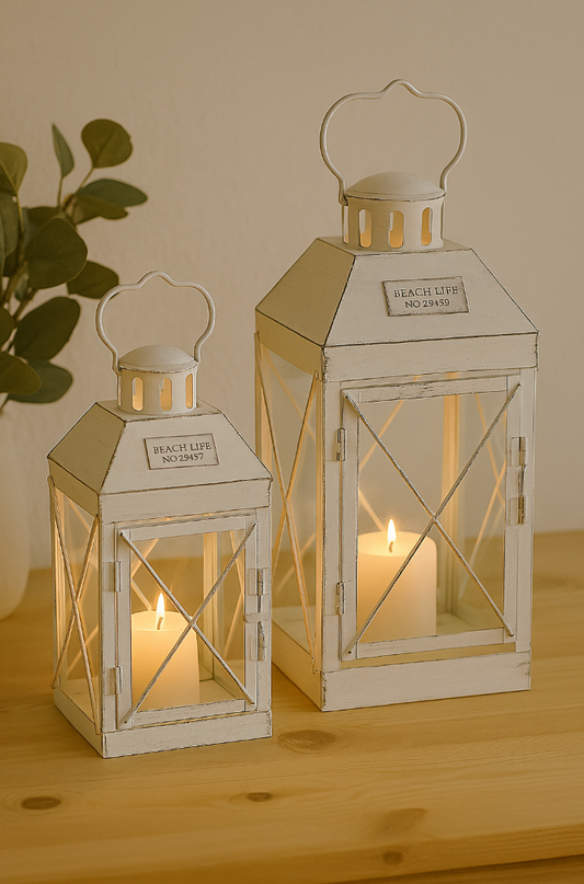 Laterne „Nordlicht“ – Weißes Vintage-Design