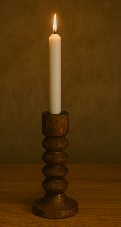 Kerzenhalter aus Mangoholz – rustikaler Holz-Kerzenständer 25 cm