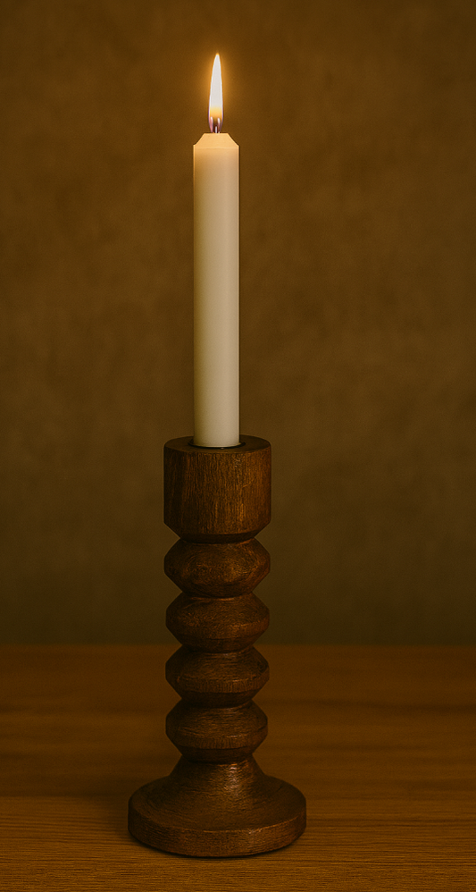Kerzenhalter aus Mangoholz – rustikaler Holz-Kerzenständer 25 cm