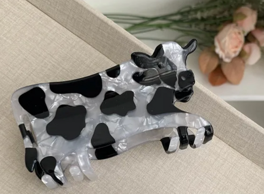 Haarclip „Moo’d Up“ – Schwarz-weißer Kuhprint