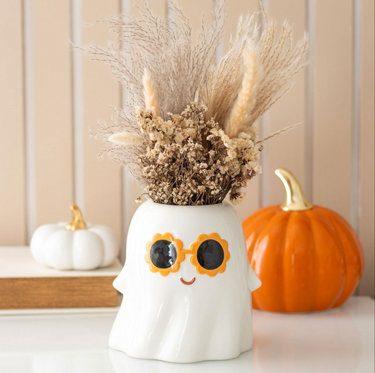 Vase „Ghost Glam“ – Keramikgeist mit Sonnenbrille (1200 ml)