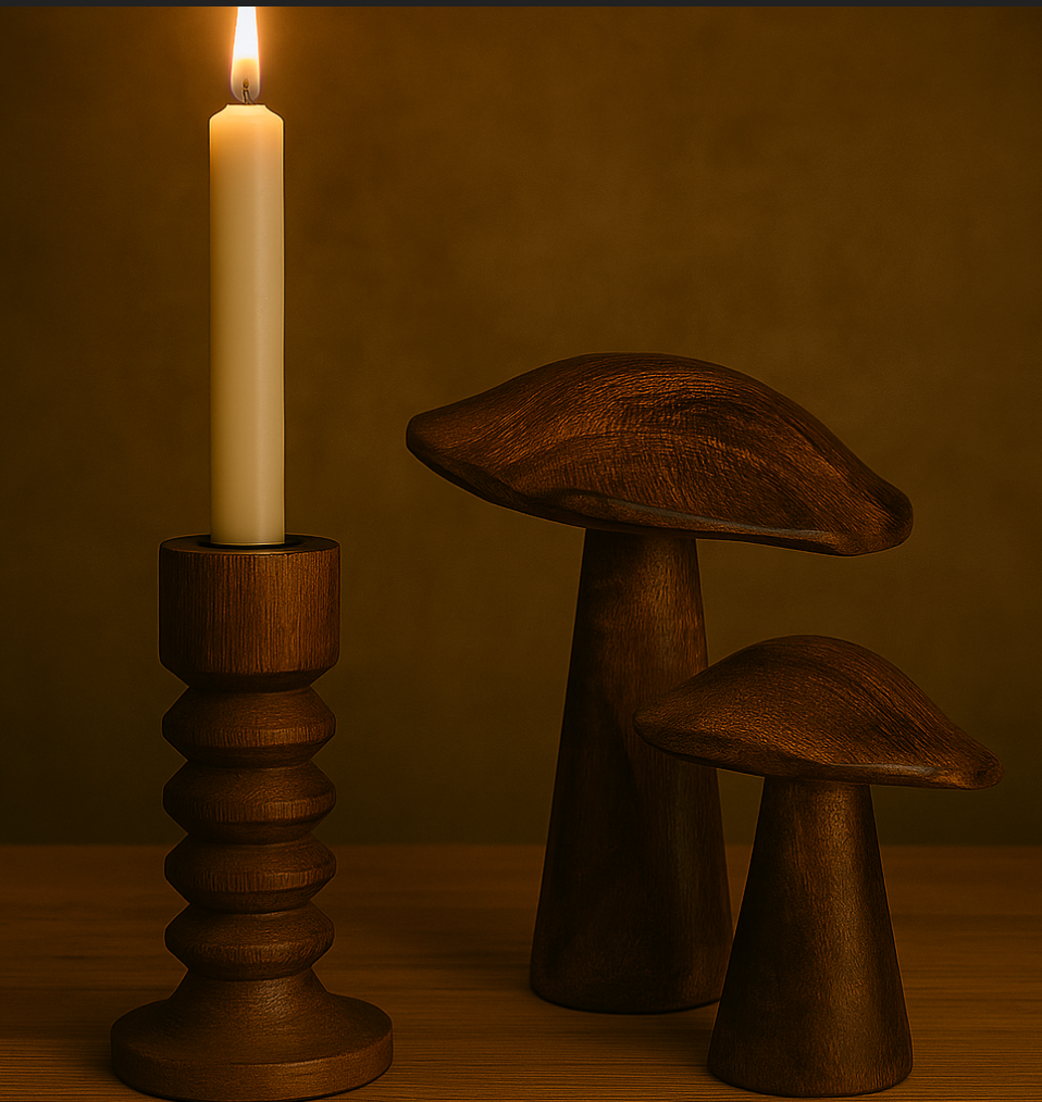 Holzpilz aus Mangoholz – Deko-Pilz in 2 Größen