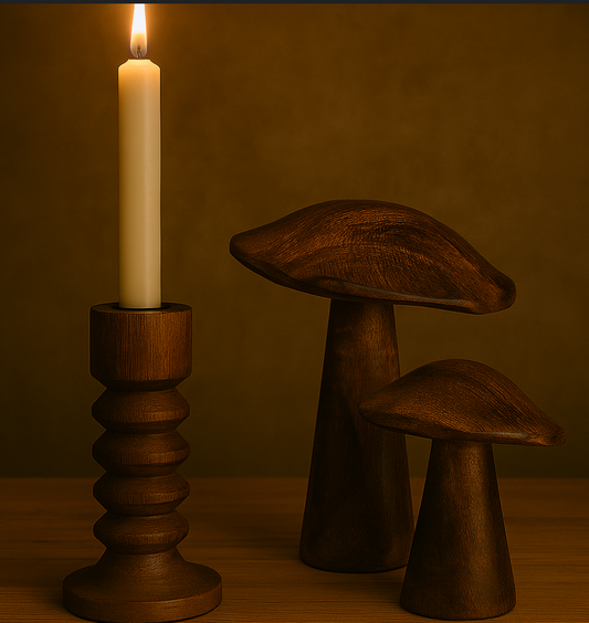 Holzpilz aus Mangoholz – Deko-Pilz in 2 Größen