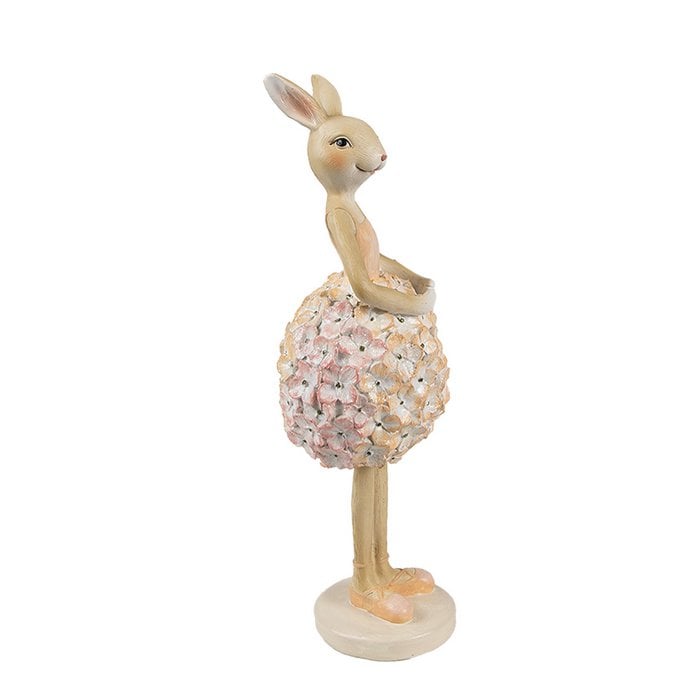 🐇 Figurine décorative fille lapine avec robe fleurie 9x7x22 cm