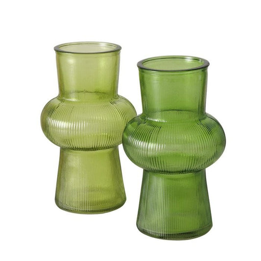 Boltze Home Vase Glass Green H20cm